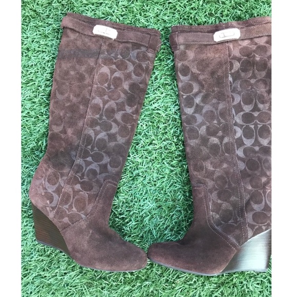Coach Shoes - Coach wedge knee high, brown boots Coach Shoes - Coach wedge knee high, brown boots